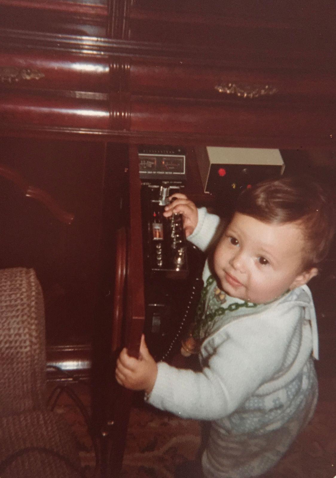 Young Fran with a ham radio, his first contact with technology